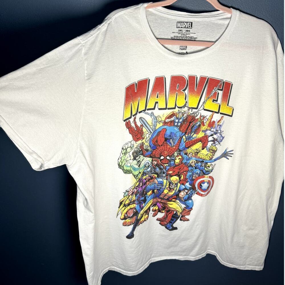 Marvel Mens XXXL Crew Neck White T-Shirt 54x34 Big and Tall - Picture 4 of 6